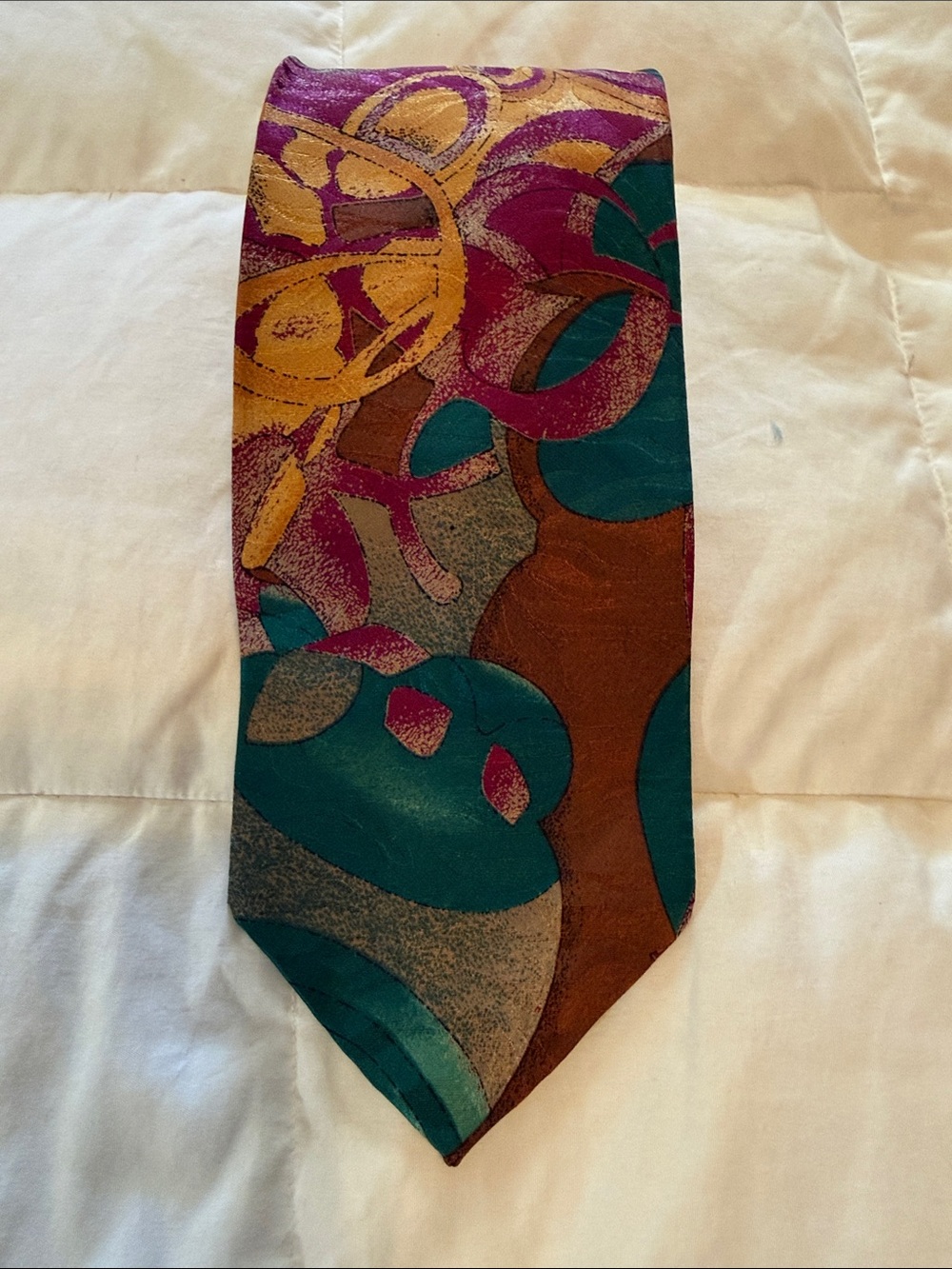 Vintage Bica Uomo Abstract Geometric Print 100% Silk Tie Collector New NWT